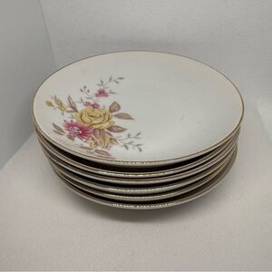 Vintage Norleans China plates Felice floral pattern set of 6 cottage shabby